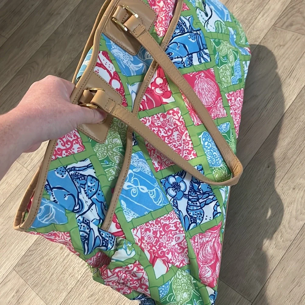Lilly Pulitzer jubilee patchwork diaper bag with changing pad RARE